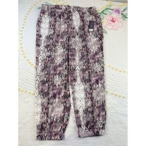 Jennifer Lopez Snakeskin Print Jogger Pants XL Elastic Waist NWT Purple